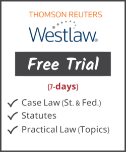 Westlaw Free Trial Information legal research database